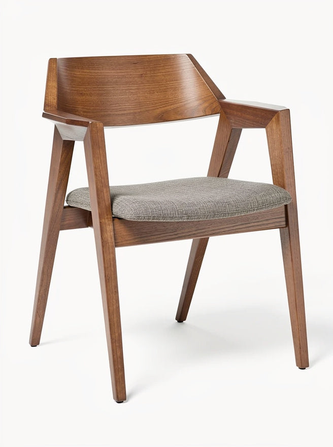 **Moderne Holzstuhl mit gepolsterter Sitzfläche**
