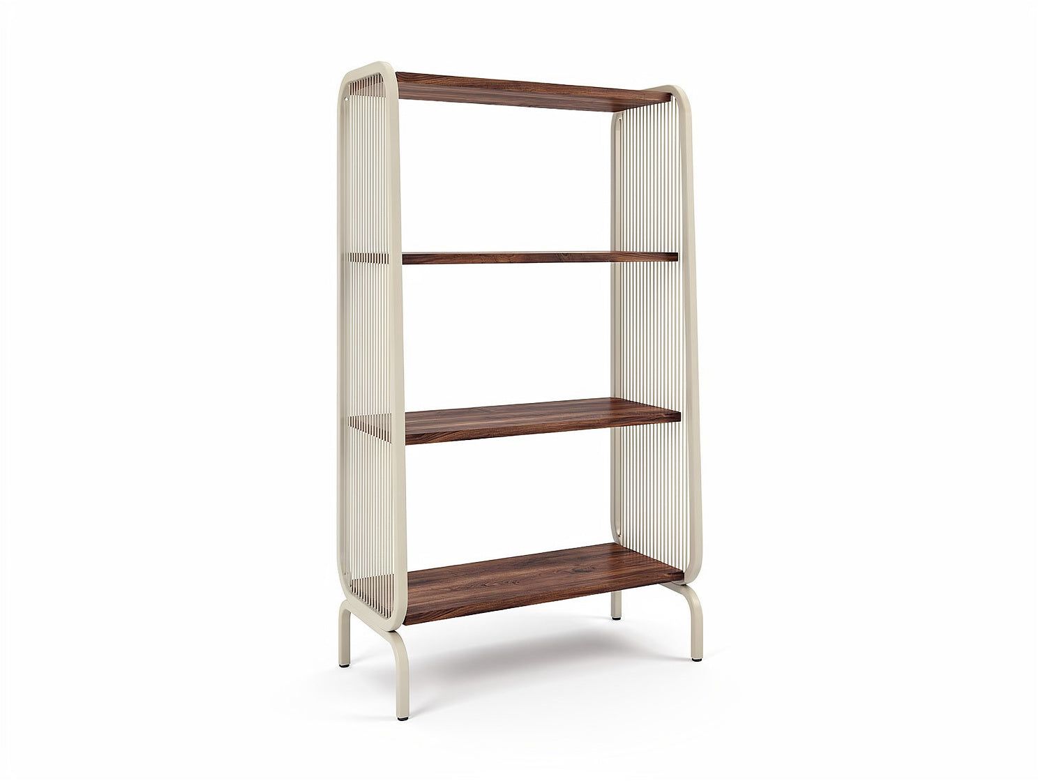 **Moderne Regal aus Holz und Metall mit offenen Regalböden**
