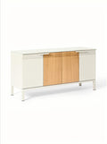 **Moderner Sideboard mit Holzverkleidung und klaren Linien**