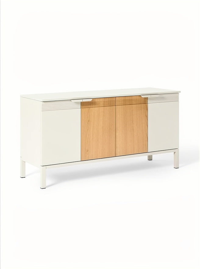 **Moderner Sideboard mit Holzverkleidung und klaren Linien**